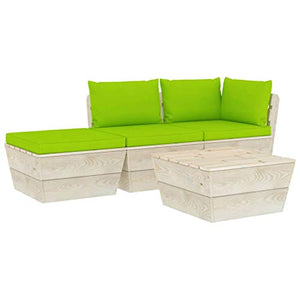 FAMIROSA Set Divani da Giardino su Pallet 4 pz con Cuscini Legno Abete-3443