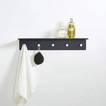 HYJMJJ Great Coat Ganci, Nero Alluminio dello Spazio Bagno-Multi Funzione di Supporto Mensola con 5 Ganci, Tieni la Grande Vita.
