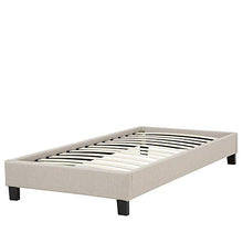 Beliani Letto Imbottito Tessuto Beige Senza testiera Rete a doghe 90 x 200 cm Roanne