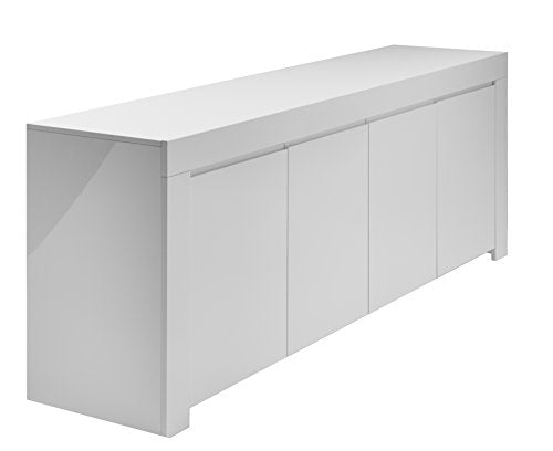 Lc Spa - Credenza MOD. Amalfi, a 4 Porte, 210 x 84 x 50 cm, Colore: Bianco Lucido