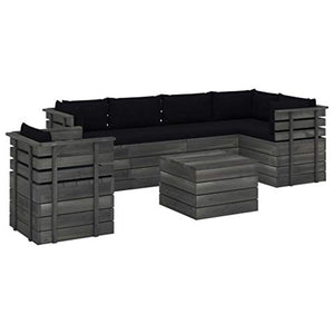 vidaXL Set Divani da Giardino su Pallet 7 pz con Cuscini Massello Pino