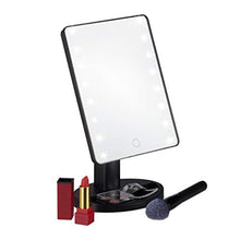 Relaxdays Specchio Trucco con Luce LED, con Base da Tavolo, Specchietto con Illuminazione, HLP: 28,5x17x12 cm, nero