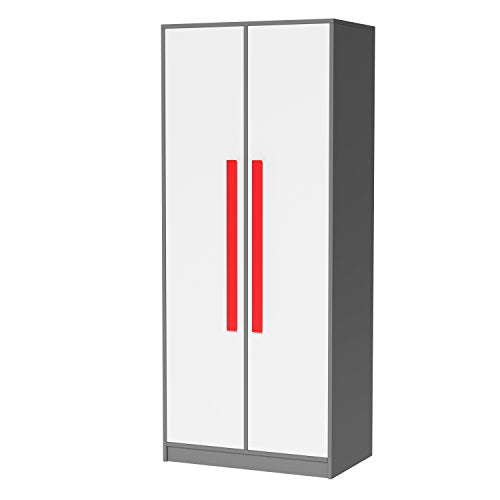SMARTBett GmbH - Armadio GIT con 2 ante, colore: Grigio/Bianco/Rosso