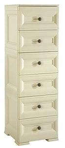 Tontarelli S.p.A. CASSETTIERA Alta 6 CASSETTI Piccoli Mobile Contenitore, Angora, 40x47x125 cm