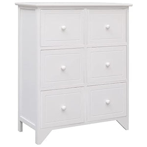 vidaXL Armadietto con 6 Cassetti Scorrevoli Stile Rustico Robusto Classico Credenza Cassettiera Portaoggetti in MDF Bianco Legno di Paulownia