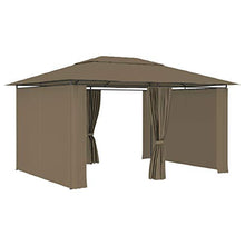 Festnight Gazebo da Giardino con Tende, Gazebo da Esterno, Tenda da Party, Gazebo Professionale 4x3 m Grigio Talpa 180 g/m²