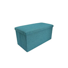 Rebecca Mobili Cassapanca Baule, Pouf Contenitore per Ordine casa Camera Bambini, Azzurro Turchese, Cotone - 37 x 76 x 38 cm (HxLxP) - Art. RE6173