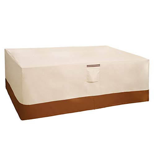 SONGMICS GFC93M Copertura Protettiva per Mobili Arredamento da Giardino, Tavoli e Sedie da Cortile, per Esterno, Impermeabile, Rettangolare, Beige, 240 x 140 x 90 cm