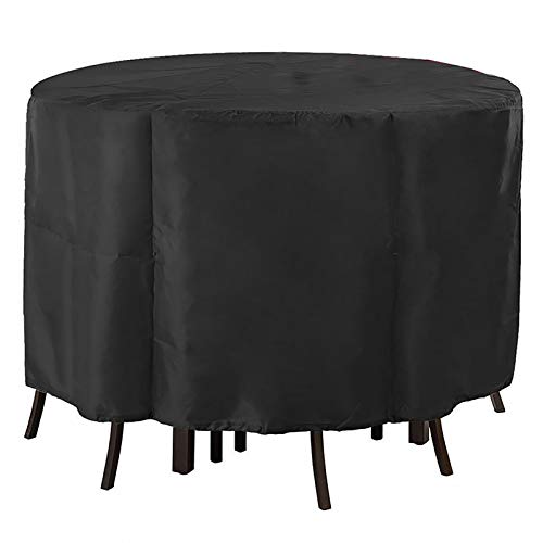 XXYANZI Coperture per Mobili da Giardino 204x60cm, Rotondo Copri Tavolo da Esterno Tessuto Antipioggia Anti-UV, Antipolvere, per Giardino Esterno Arredo. - Nero