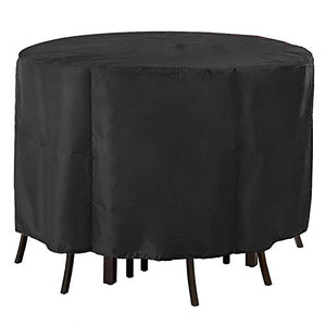 XXYANZI Coperture per Mobili da Giardino 204x60cm, Rotondo Copri Tavolo da Esterno Tessuto Antipioggia Anti-UV, Antipolvere, per Giardino Esterno Arredo. - Nero