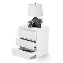 EBTOOLS - Comodino bianco con 3 cassetti in legno, 45 x 38,2 x 56 cm
