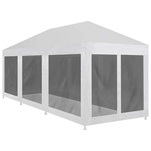 Gazebo pieghevole da giardino, 9 x 3 m, tenda per feste di matrimonio, portatile, per garage e garage con telaio in acciaio impermeabile con 8 pareti laterali a rete, 9 x 3 x 2,55 m