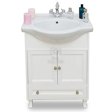 Arredo bagno in legno shabby chic per piccoli ambienti con lavabo 65 cm