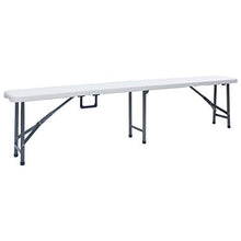 BIGTO - Panca pieghevole da giardino, 2 pezzi, in HDPE, colore: bianco, 180 x 26 x 42 cm