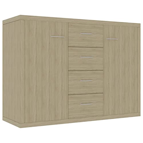 vidaXL Credenza Minimalista con Ante e Cassetti Robusta Elegante Madia Armadietto Cassettiera Arredo Casa Rovere Sonoma 88x30x65 cm in Truciolato
