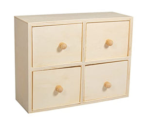 RAYHER 62380000 Cassettiera in legno FSC Mix Credit, 15 x 20 x 7 cm, 4 cassetti, marrone