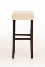 CLP Sgabello in Legno di caucciù Judy Imbottito in Similpelle I Panchetto in Legno Seduta Alta 80 CM I Sgabello Quadrato, Colore:Cappuccino/Crema