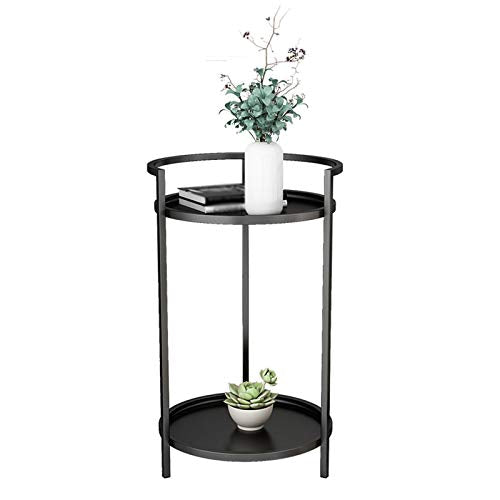 Stoccaggio Tavolino Con Ripiano Di Stoccaggio A 2 Strati Scaffale Solido Tavola Rotonda Soggiorno Angolo Angolo Stand Per Vasi, Vasi Da Fiori, Libri - Marmo / Metallo Tavolo (Size:40*40*70CM,Color:B)