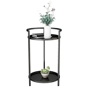 Stoccaggio Tavolino Con Ripiano Di Stoccaggio A 2 Strati Scaffale Solido Tavola Rotonda Soggiorno Angolo Angolo Stand Per Vasi, Vasi Da Fiori, Libri - Marmo / Metallo Tavolo (Size:40*40*70CM,Color:B)