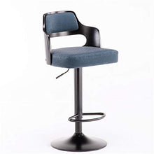 Ljings - Sgabello girevole regolabile, sedia da banco per pub, sedia imbottita con schienale medio, per sedili ergonomici, da cucina, da pranzo, colore: blu