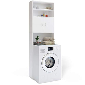 Casaria Mobile per Lavatrice Mobiletto da Bagno Armadio 3 Mensole 2 Ante 195x63x20cm Corridoio
