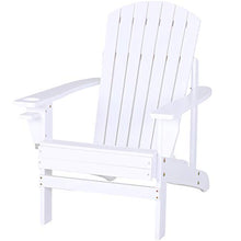 Outsunny Sedia da Giardino Adirondack in Legno Bianco, con Porta Bicchieri, Impermeabile e Anti-Muffa, 97x72.39x92.71cm