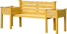 Dobar, panca da giardino con fioriere laterali, panca e fioriera, marrone chiaro, 211 x 64 x 92 cm