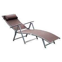 miozzi Lettino Prendisole Relax Reclinabile Pieghevole Telaio in Metallo Marrone 137x63.5x100.5 cm
