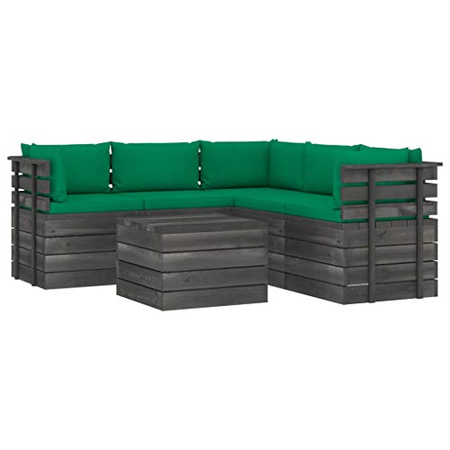 FAMIROSA Set Divani da Giardino su Pallet 6 pz con Cuscini Massello Pino-1904