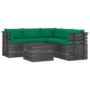 FAMIROSA Set Divani da Giardino su Pallet 6 pz con Cuscini Massello Pino-1904