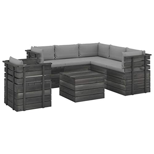 FAMIROSA Set Divani da Giardino su Pallet 7 pz con Cuscini Massello Pino-1912