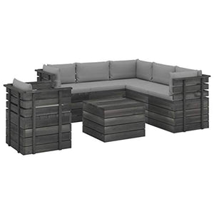 FAMIROSA Set Divani da Giardino su Pallet 7 pz con Cuscini Massello Pino-1912