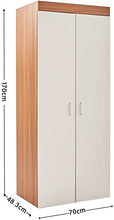 Due in legno armadio in legno con appendiabiti all'interno di una mensola di immagazzinaggio e camere da letto,A