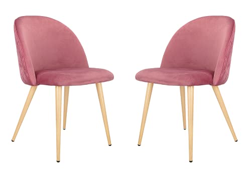 Sedia moderna classica ergonomica da pranzo in velluto gambe in metallo per cucina soggiorno casa mobili commerciali set di 2/4/6/8 (rosa, 2)