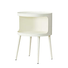 Comodino,Tavolino Laterale Tavolo Rotondo in Ferro, Comodino da Camera da Letto Leggero, Tavolo da Comodino Moderno Assemblato con Vano Portaoggetti Aperto con Gambe in Metallo (Color : White)