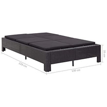 Festnight Lettino Prendisole, Lettini da Giardino a 2 Posti con Cuscino, Sedie a Sdraio da Giardino in Polyrattan Nero