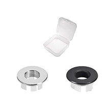 YFaith 2 Pezzi Anello di Troppo Pieno,Coperchio Troppopieno per Lavello,Troppopieno Tondo Foro Lavello,Tappo di Troppo Pieno,Con Scatola di Plastica(Argento,Nero)