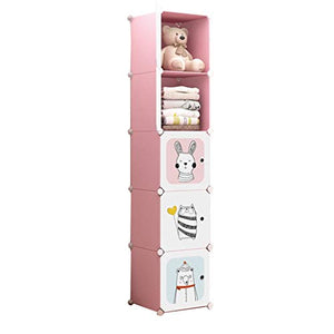 Locker Withdoor Armadio Armadio Rimovibili di Plastica 5-Gitter Scaffali Abbigliamento Home Camera Rosa 39X37X183CM MUMUJIN