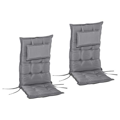 Set 2 Cuscini per Poltrona da Giardino 50x129x9 cm in Poliestere Grigio Scuro