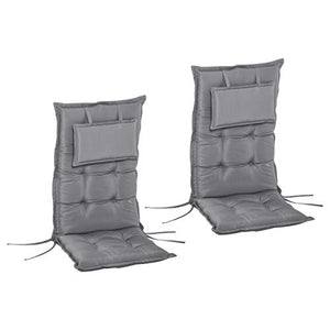 Set 2 Cuscini per Poltrona da Giardino 50x129x9 cm in Poliestere Grigio Scuro