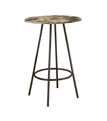 Monarch Specialties Metal Diametro Tavolo da Bar, 76,2 cm, Cappuccino/Marmo/caffè