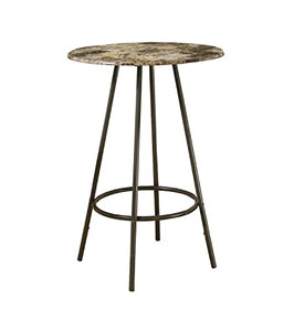 Monarch Specialties Metal Diametro Tavolo da Bar, 76,2 cm, Cappuccino/Marmo/caffè