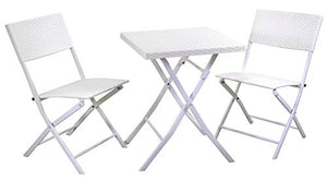 Set Tavolo e 2 Sedie Pieghevoli da Giardino in Ferro Spokane Bianco
