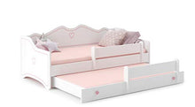 Letto per bambini con funzione estraibile bianco EMMA 160x80 + 2 materassi + 2 telaio, Divano Letto con Doghe in Legno