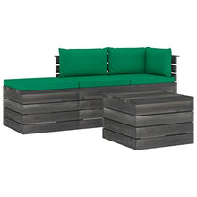 FAMIROSA Set Divani da Giardino su Pallet 4 pz con Cuscini Massello Pino-1784