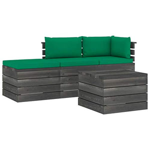 FAMIROSA Set Divani da Giardino su Pallet 4 pz con Cuscini Massello Pino-1784