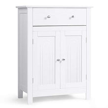 COSTWAY Armadietto da Terra per Bagno, Mobile Autoportante con Cassetto e Mensole, in Legno, Bianco 80x60x30 cm