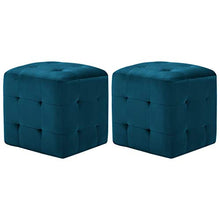 SKM Comodini 2 pz 30x30x30 cm in Tessuto Vellutato/Similpelle Scamosciata (Blu, Tessuto Vellutato)