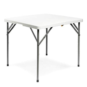 Tavolo Quadrato Pieghevole, Tavolo Trasportabile 86.5x86.5x74cm, Tavolo Portatile Pieghevole, Carico Massimo: 100 kg, Bianca