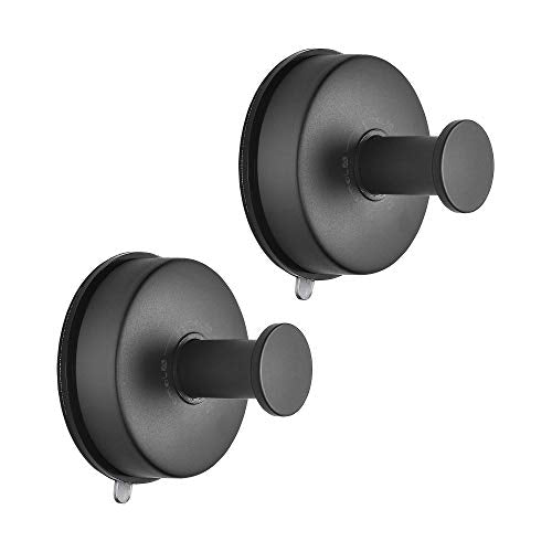 JOMOLA 2 ganci per asciugamani da bagno in acciaio inox con ventosa per appendere asciugamani da cucina, utensili da cucina, ganci a ventosa, nero opaco